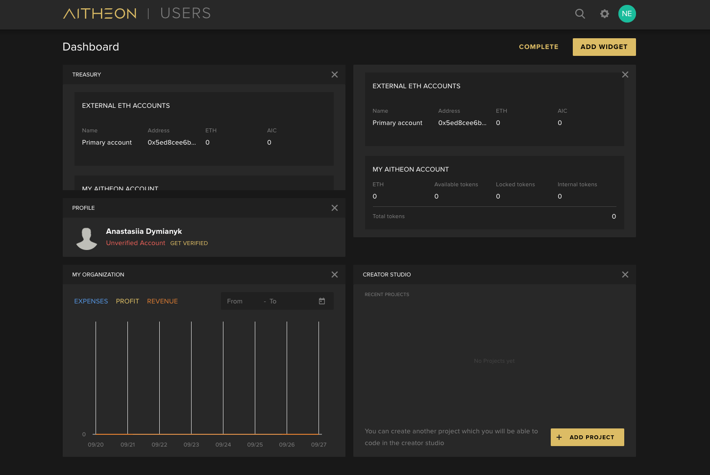 The dashboard edit